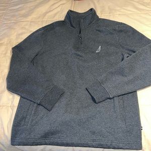 Nwot Nautica Grey Quarter Zip Pullover Sweatshirt with pockets XL